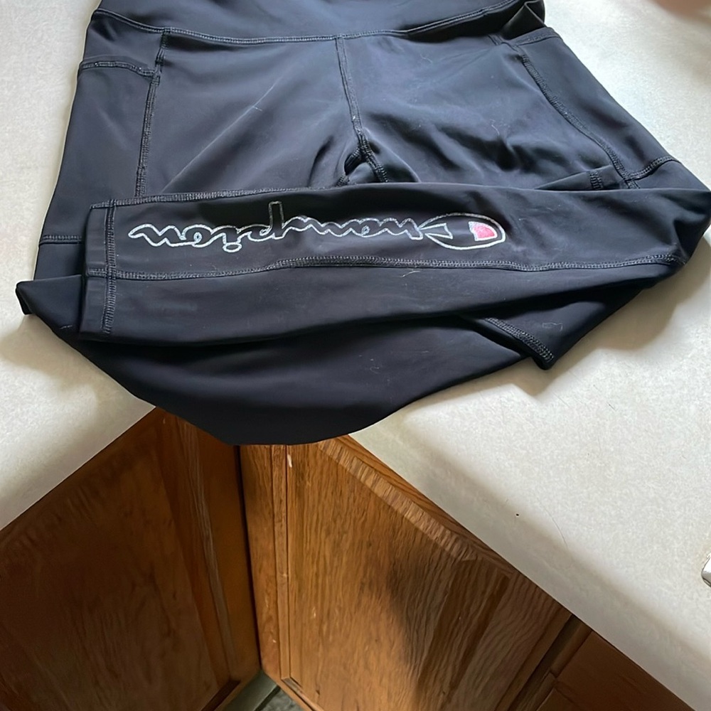 Champion Black Athletic Pants with Graphic Detail